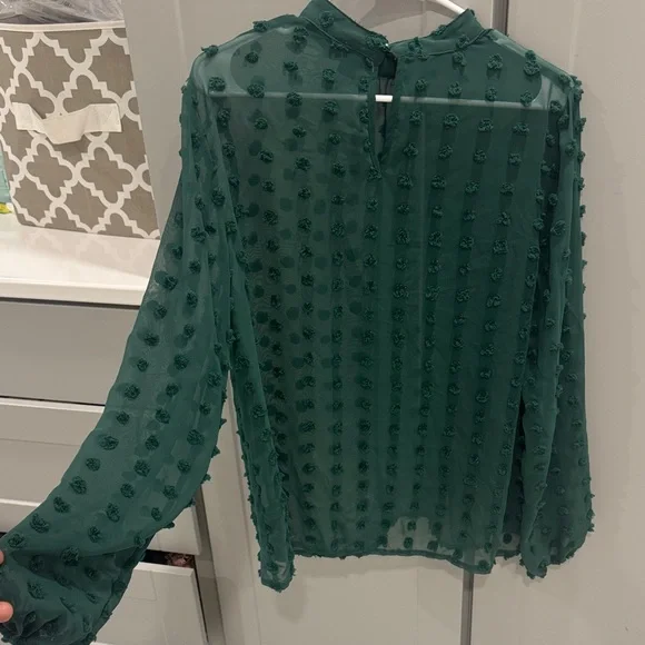 SHEIN Dark Green Textured Blouse - Picture 3 of 5